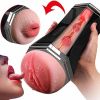 3 in 1 Male Masturbators Adult Sex Toys with Realistic Textured Mouth Vagina and Tight Anus, Men's Pocket Pussy